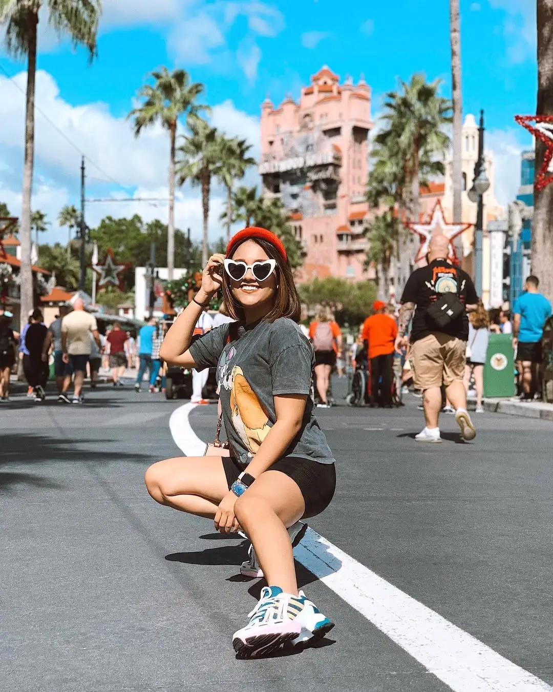 biker shorts outfits summer 2026 Theme Park Casual Baddie with Black Biker Shorts