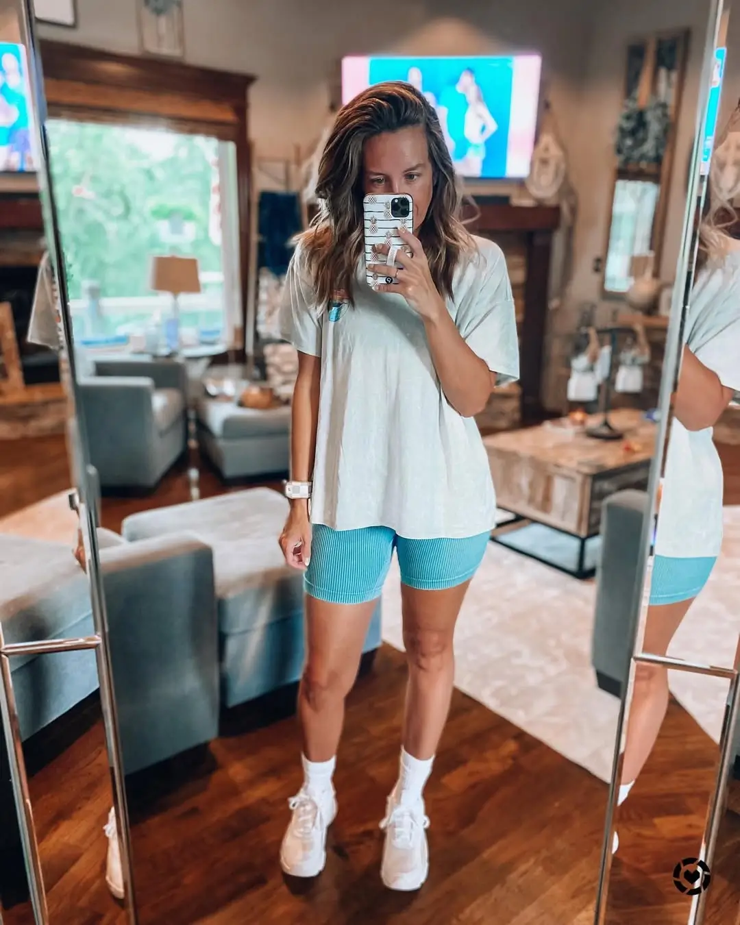 biker shorts outfits summer 2026 Turquoise Casual Comfy Look for Everyday Movement