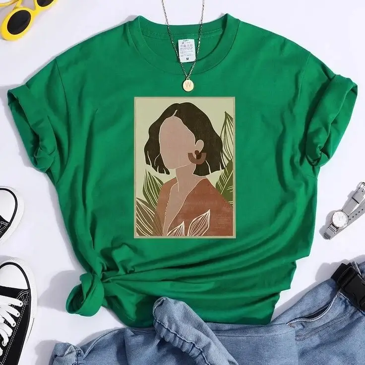 casual summer t-shirt outfit for women 2026 Rich Green Tee with a Modern Artistic Feel