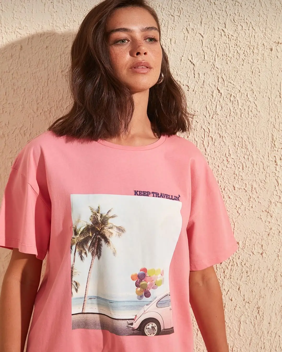 casual summer t-shirt outfit for women 2026 Soft Pink Escape with a Vacation State of Mind