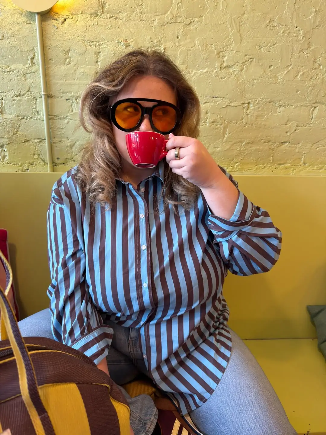 midsize outfits for women summer 2026 Stripes and Statement Glasses Quietly Cool Café Style