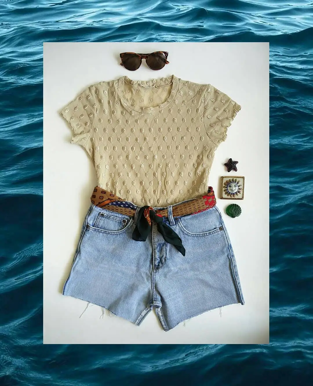 short outfits for women summer 2026 Denim Shorts and Textured Basics