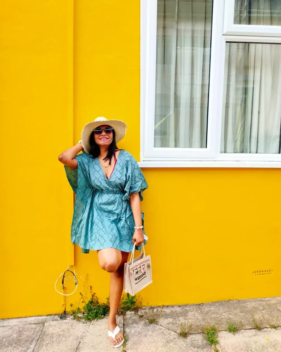 summer beach outfit women 2026 Teal Wrap Dress and Easy Beachside Femininity