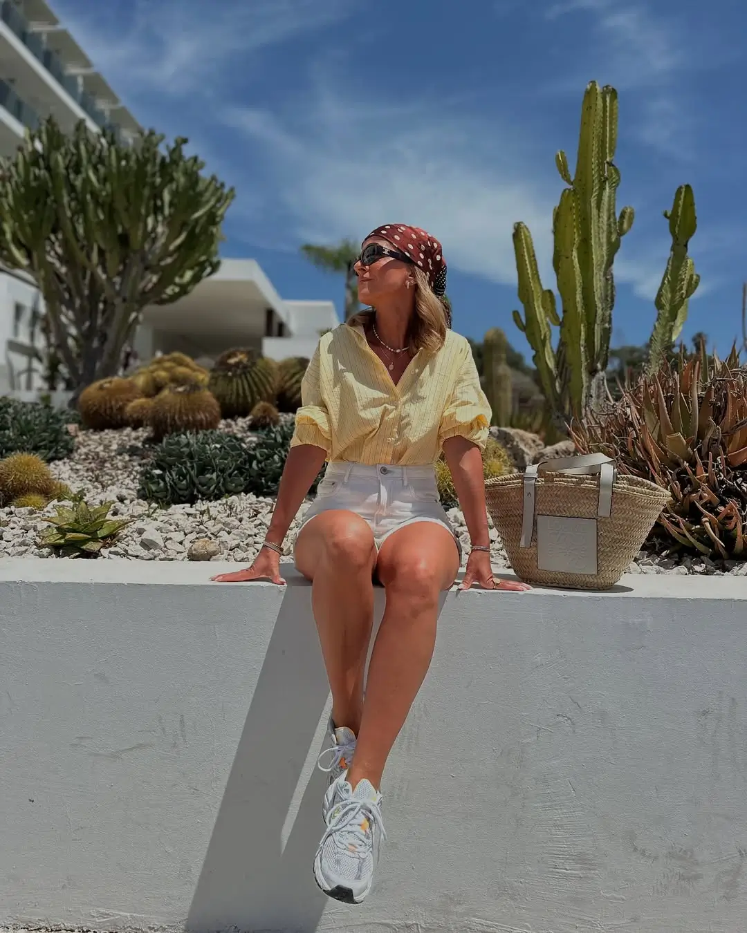 summer beach outfit women 2026 Striped Shirt White Shorts Effortless