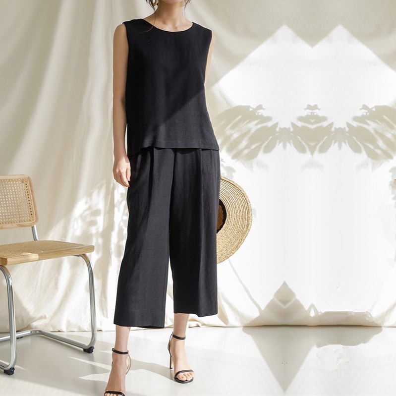 summer business casual outfit for women 2026 All Black Lightweight Set