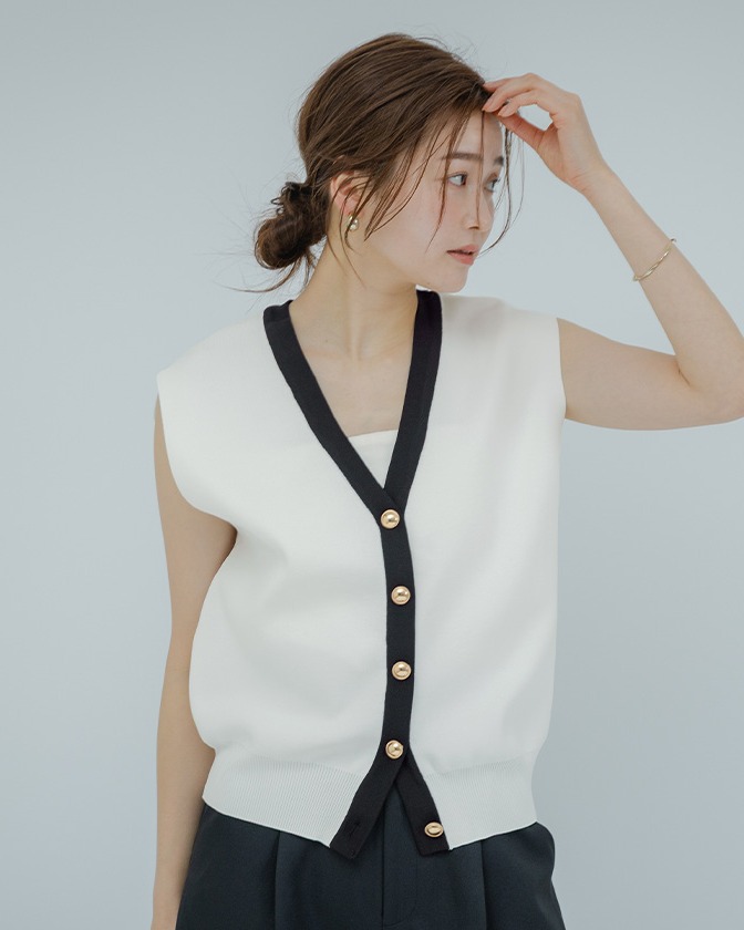 summer business casual outfit for women 2026 Contrast Trim Knit Top