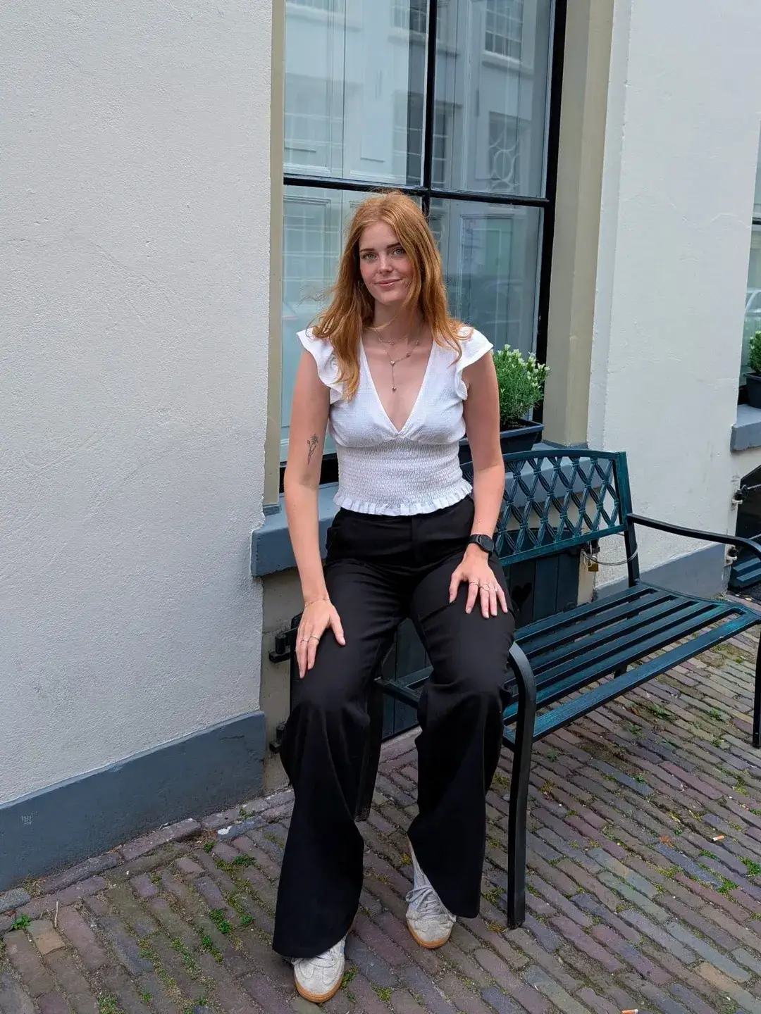 summer outfits women 2026 Soft White Top and Tailored Black Pants for Everyday Ease