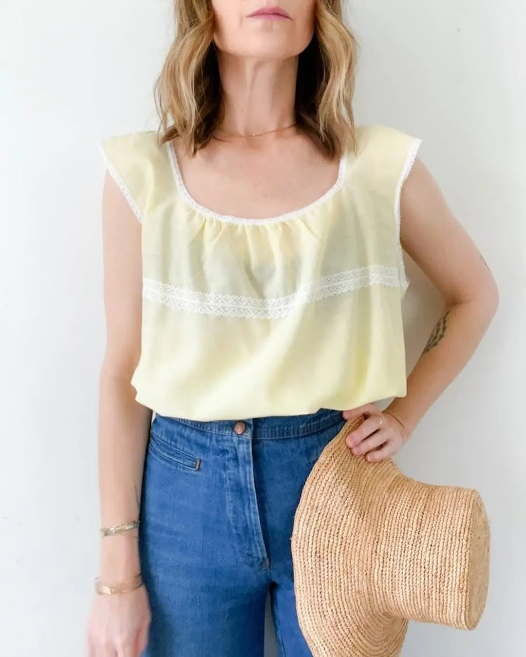 summer crop top outfits for women Soft Vintage-Inspired Crop with Lace Detail