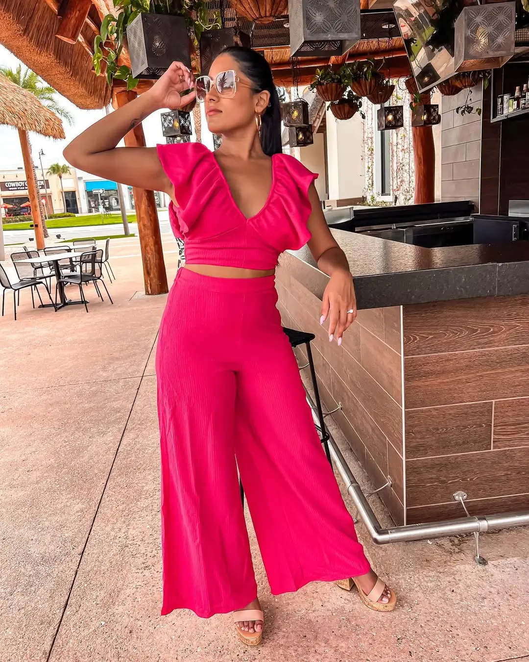 summer vacation resort outfits 2026 Hot Pink Power Sets That Carry the Whole Mood