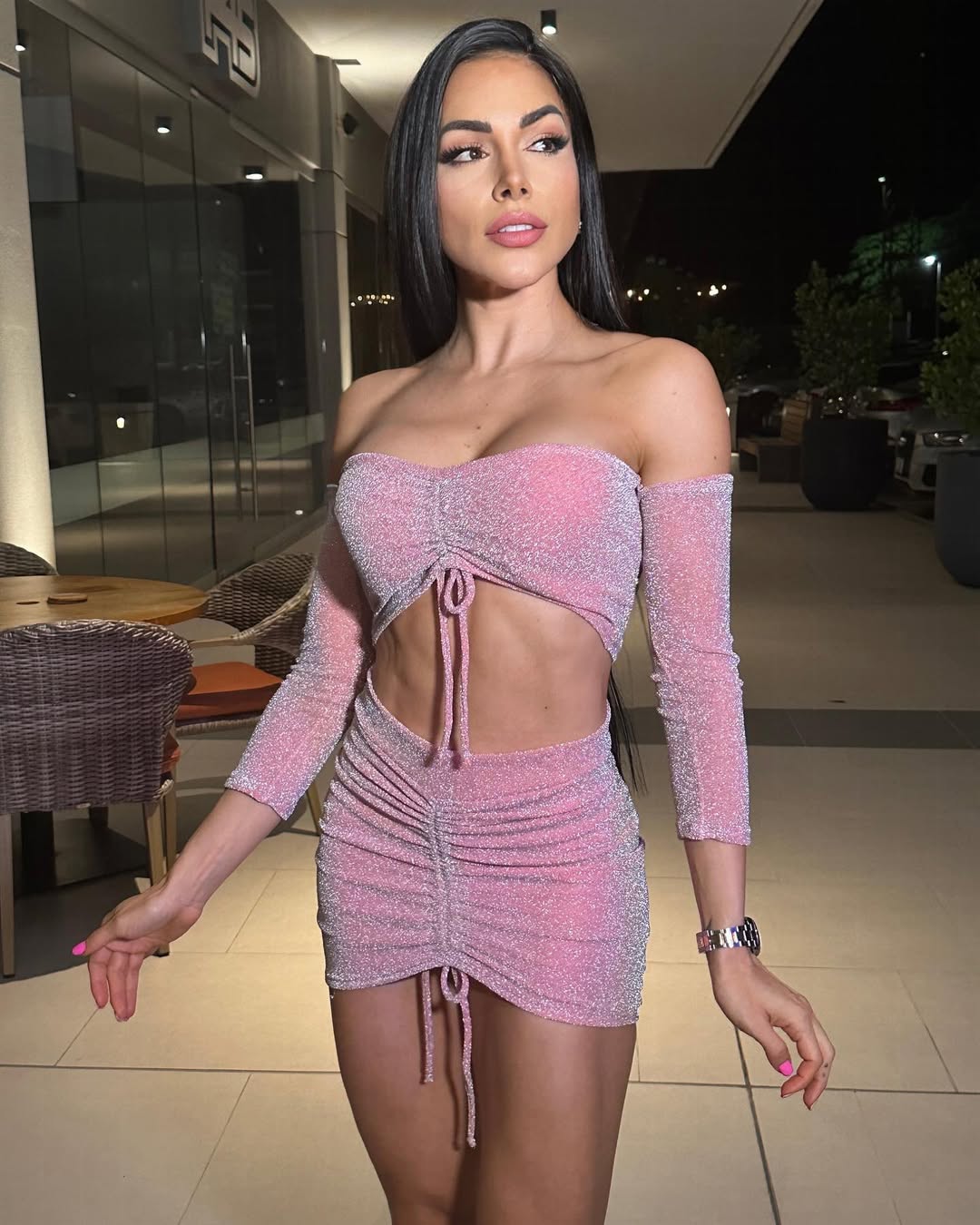 summer night going out outfits 2026 Pink Sparkle Set for Ultimate Club Baddie Moments