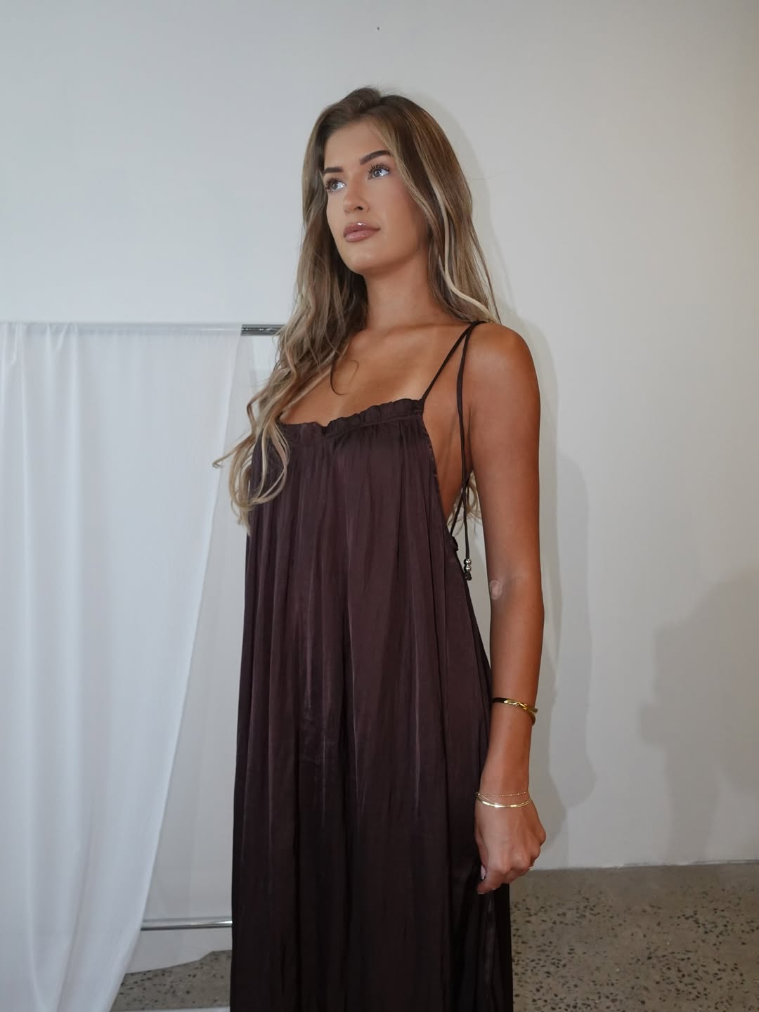 summer night going out outfits 2026 Flowing Chocolate Dress for Elevated Evening Calm