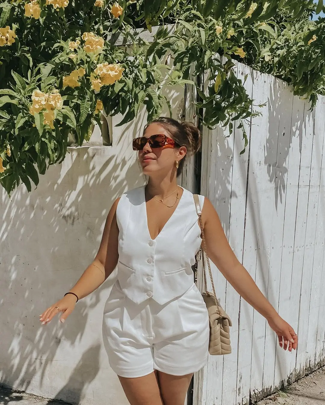 summer old money outfit for women Soft White Tailoring for Sunlit Days