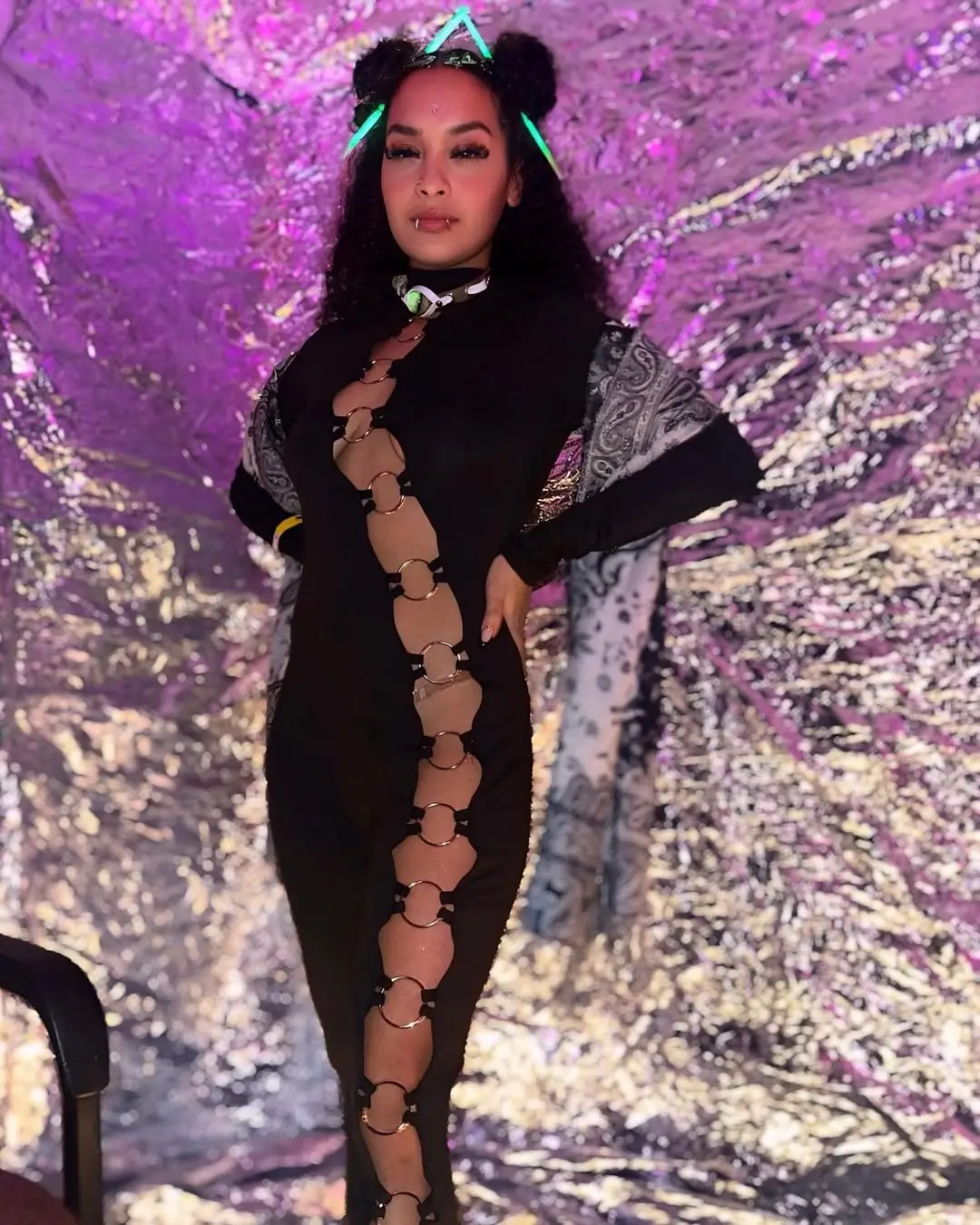 summer rave outfit women 2026 Sculpted Cut-Out Dress with Futuristic Edge