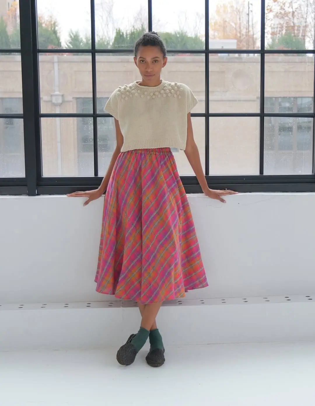 summer skirt outfits 2026 Colorful Midi Skirt with a Playful Structured Balance