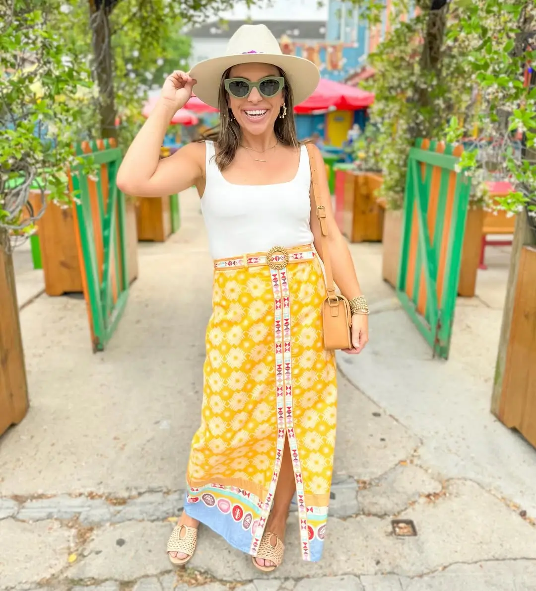 summer skirt outfits 2026 Bright Maxi Skirt with Summer Statement Color