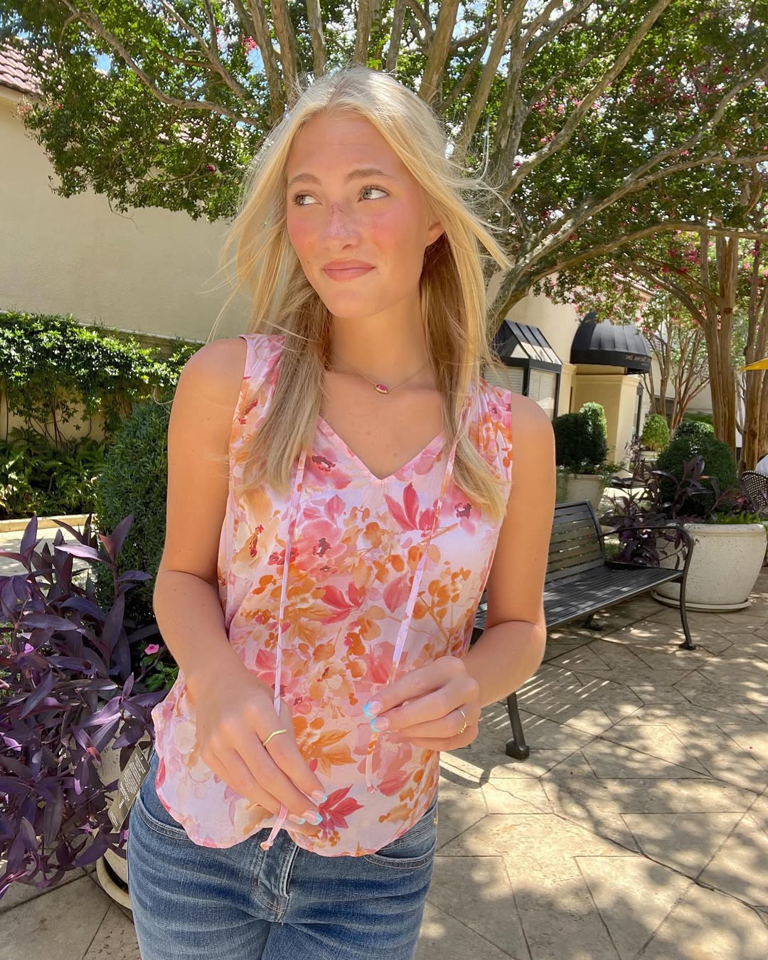 summer sleeveless tops for women Soft Florals and Sunlight - The Effortless Pretty Top