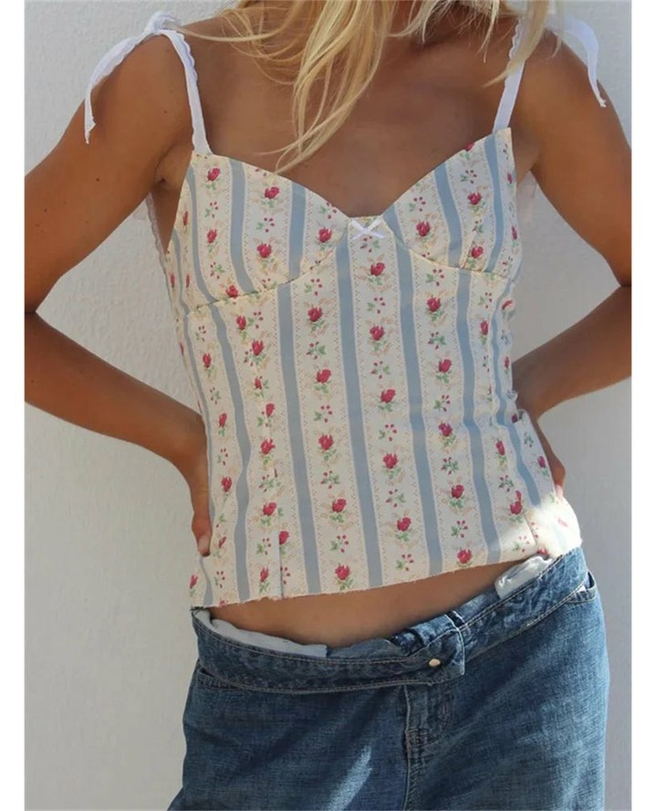 summer sleeveless tops for women Vintage Stripe Corset - The Soft Retro Comeback