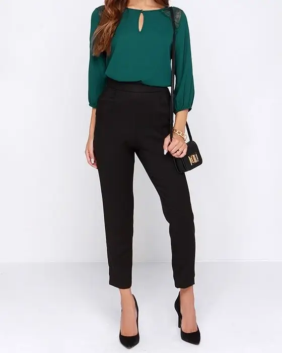 summer work outfits for the office 2026 Emerald Blouse and Trousers