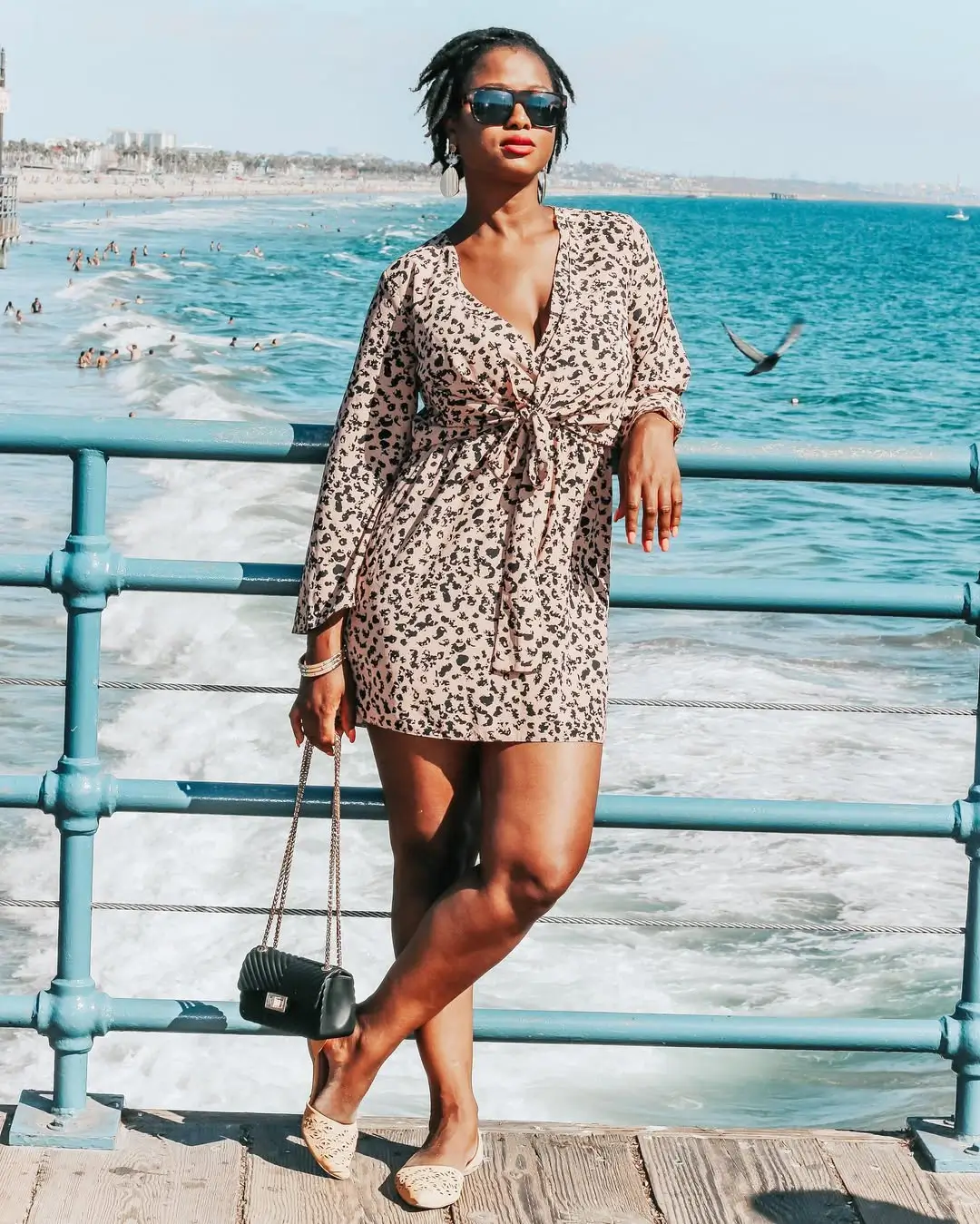 trendy summer outfits black woman 2026 Leopard Wrap Dress for Confident Coastal Moments