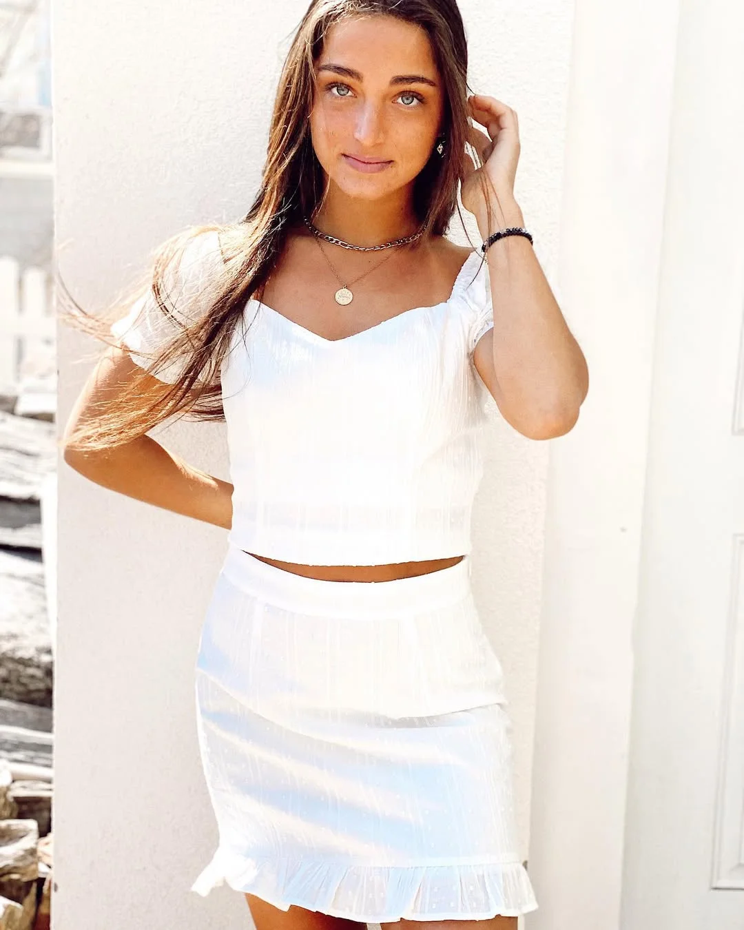 summer set outfits for women 2026 Soft White Romance - The Lightweight Skirt Set That Glows