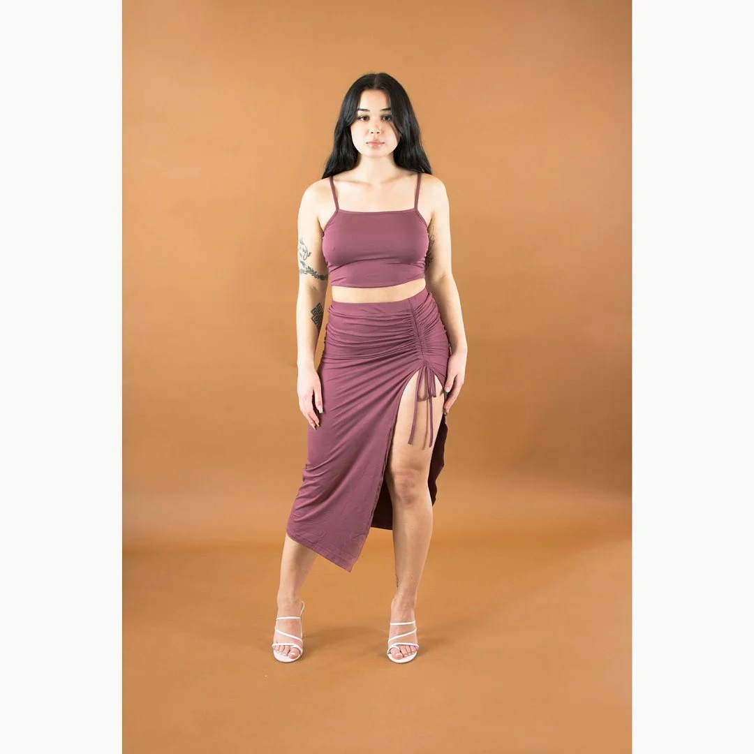 summer set outfits for women 2026 Sculpted Minimalism - The Ruched Skirt Set That Shapes the Body