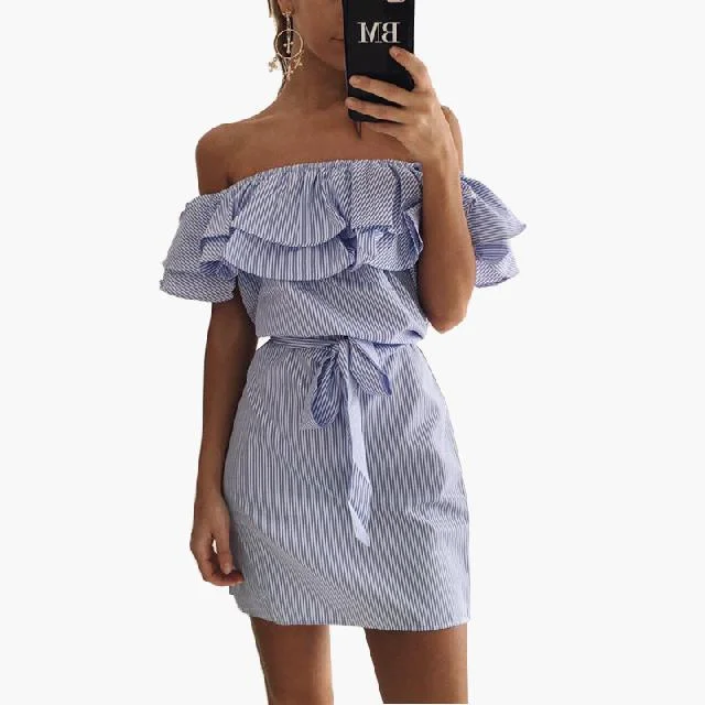 summer sundresses for women 2026 Striped Ruffle Moment - A Little Drama Still Wearable