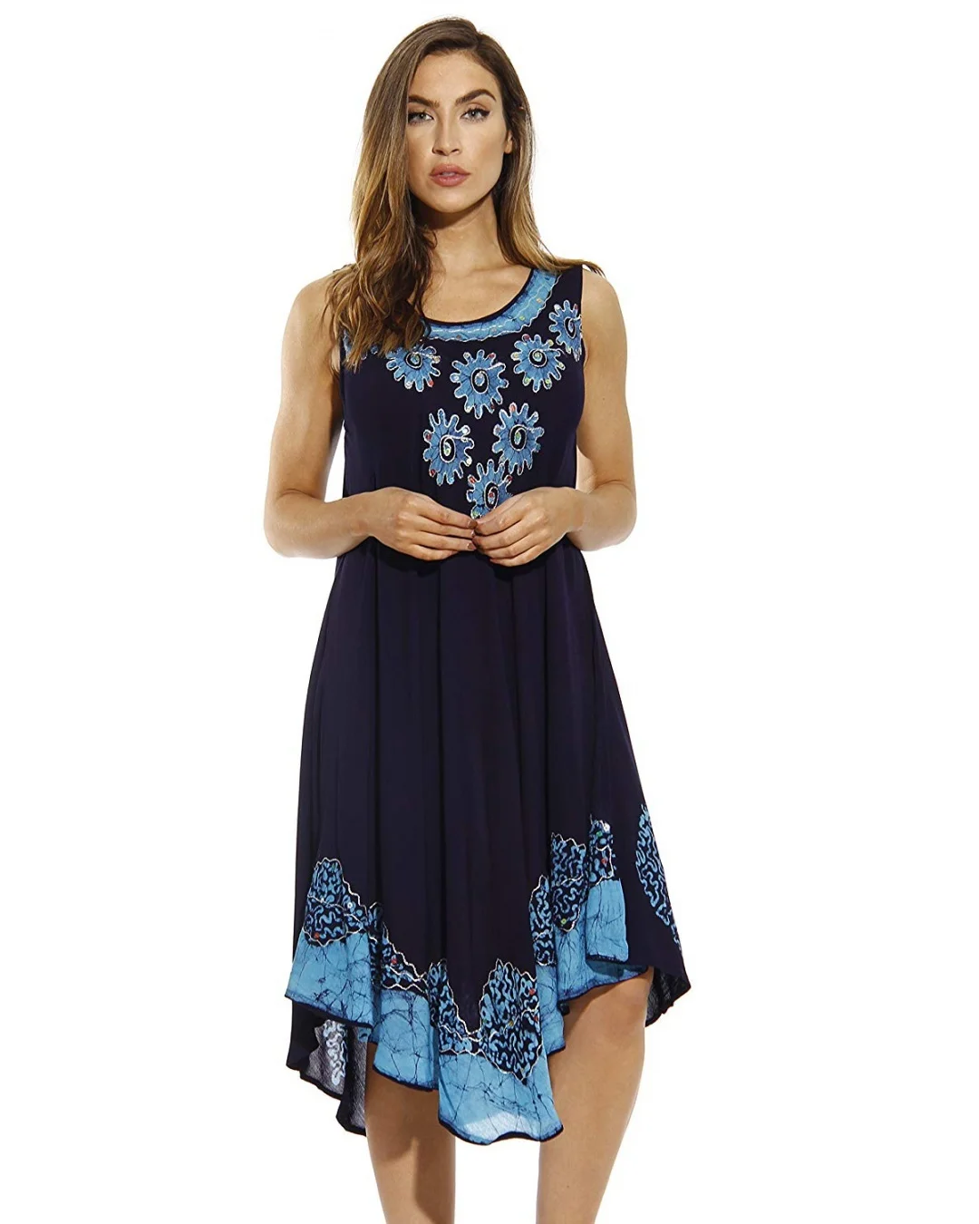summer sundresses for women 2026 Boho Navy Ease - The Dress That Moves Without Effort