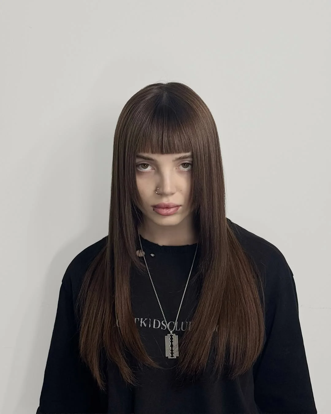 chic summer haircuts for long hair 2026 Sleek Long Hair With Sharp Micro Bangs