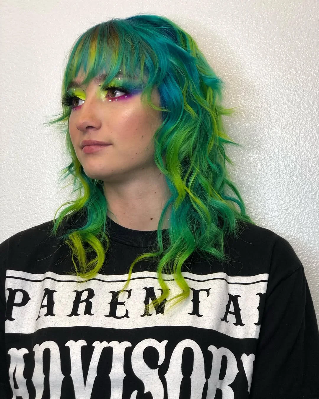 effortless summer haircuts for plus size women 2026 Electric Shag Layers With Neon Color Blocking