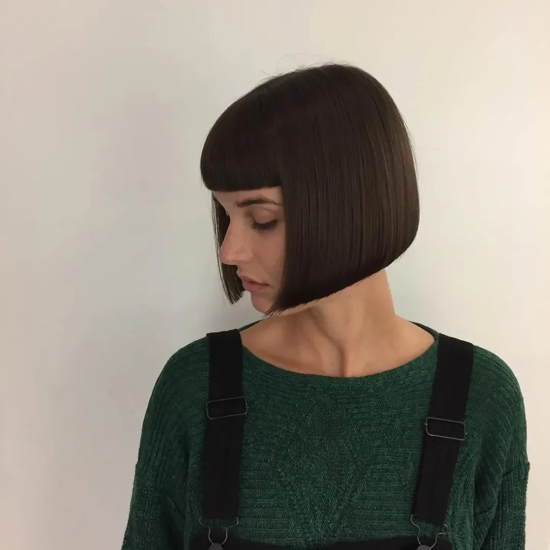 summer bob haircut 2026 Structured Micro Bangs Bob with Sculpted Precision