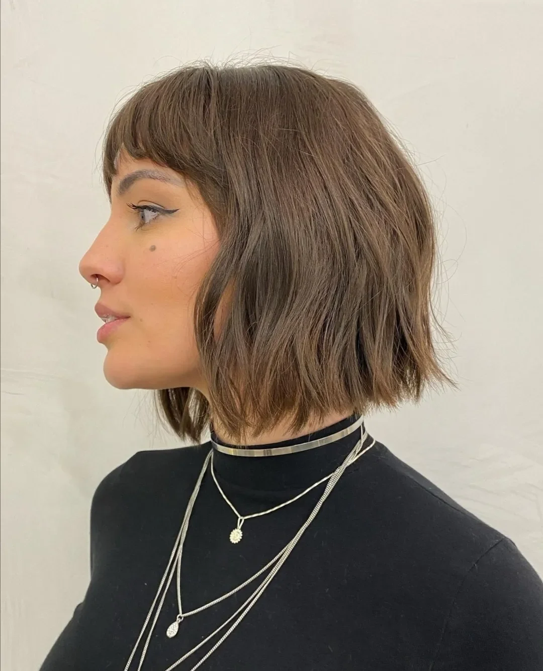 summer bob haircut 2026 Soft Layered Bob with Micro Bangs Accent