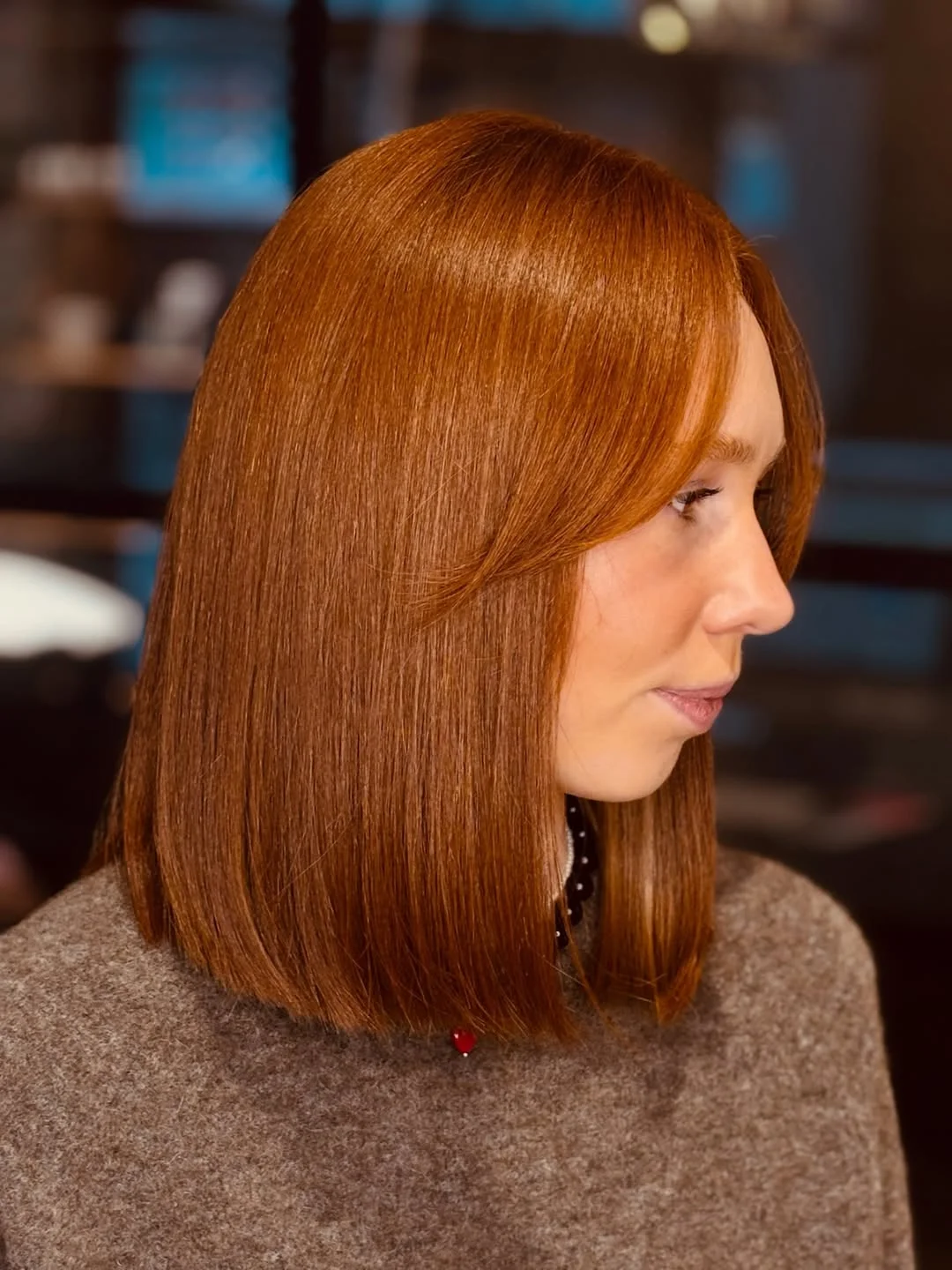 summer bob haircut 2026 Warm Auburn Sleek Bob with Subtle Layers