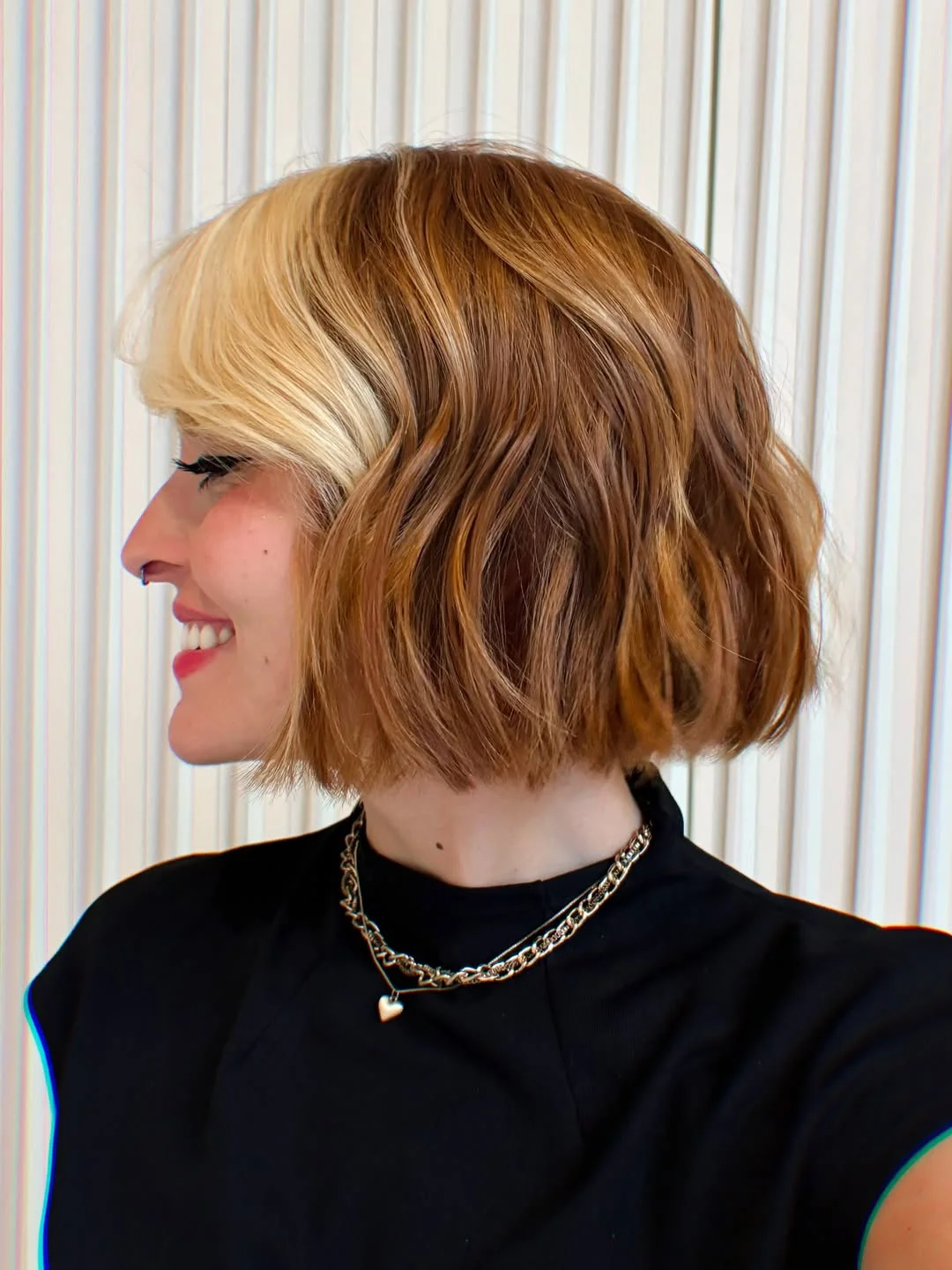 summer bob haircut 2026 Soft Two-Tone Bob with Playful Fringe Energy