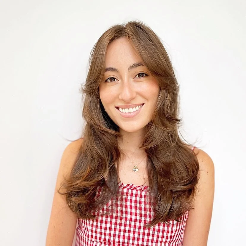 fresh summer haircuts for thin fine hair 2026 Soft Butterfly Layers With Airy Curtain Bangs