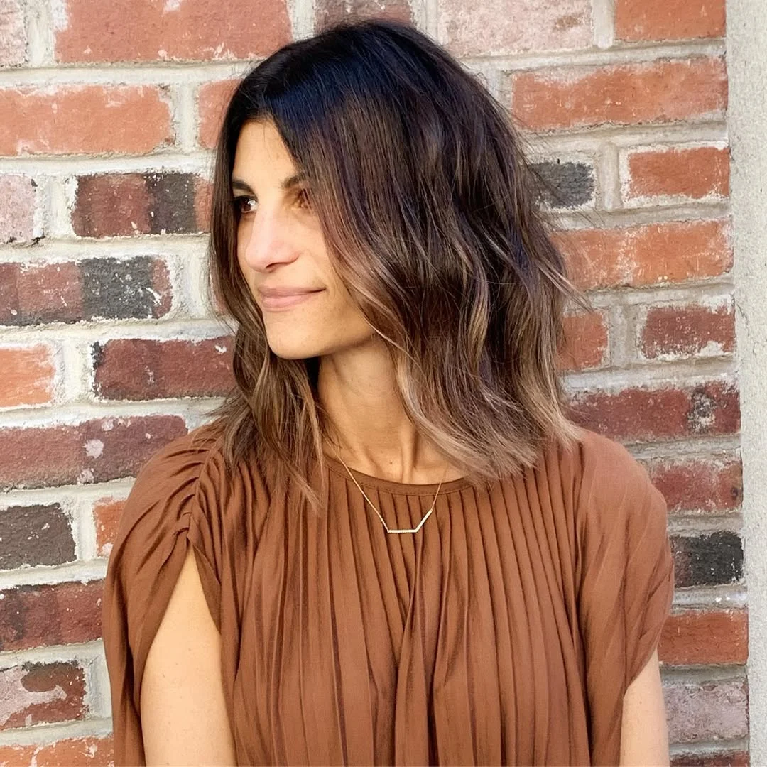 fresh summer haircuts for thin fine hair 2026 Soft Brunette Lob With Dimensional Balayage