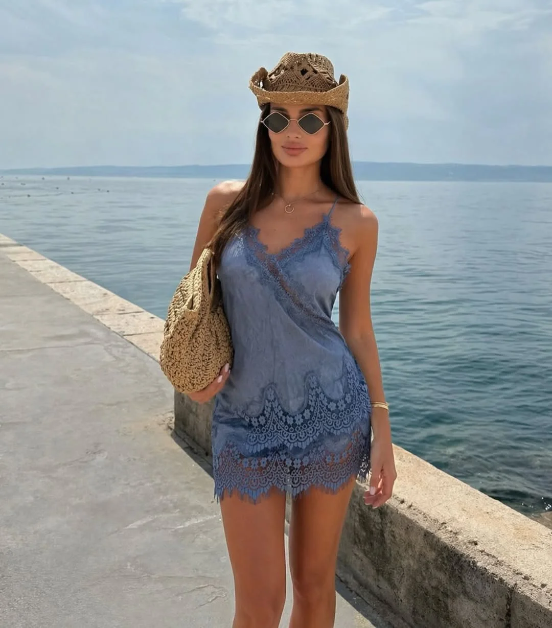 hot summer heat wave outfits 2026 Coastal Lace Slip with Effortless Summer Aesthetic