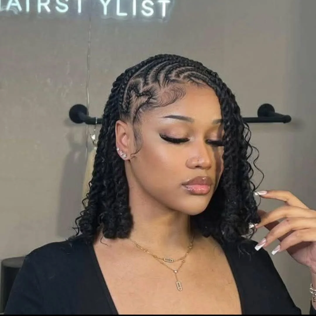 intricate summer braids hairstyle 2026 Shoulder-Length Twist Braids With Soft Curls