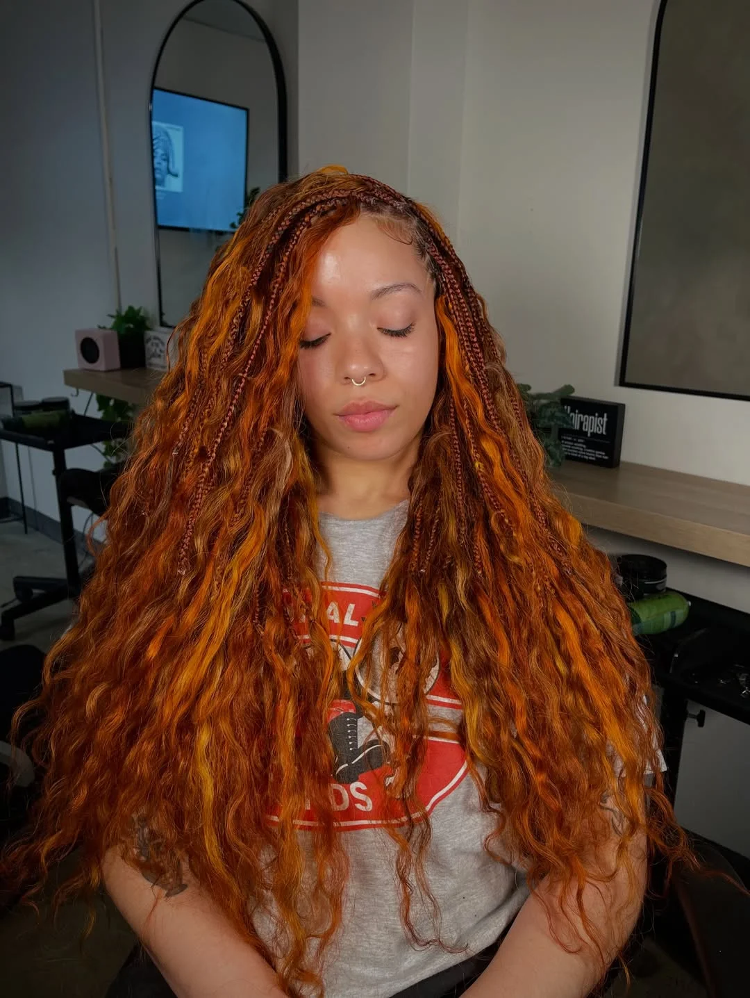 intricate summer braids hairstyle 2026 Copper Boho Braids With Sunlit Texture