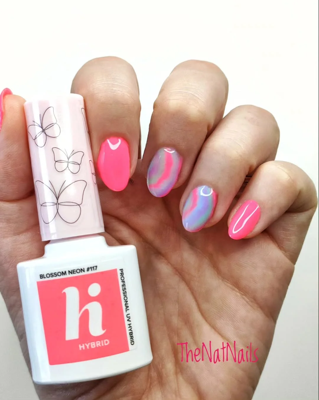 june nail colors 2026 Neon Pink Swirl Nails with Playful Candy Colors