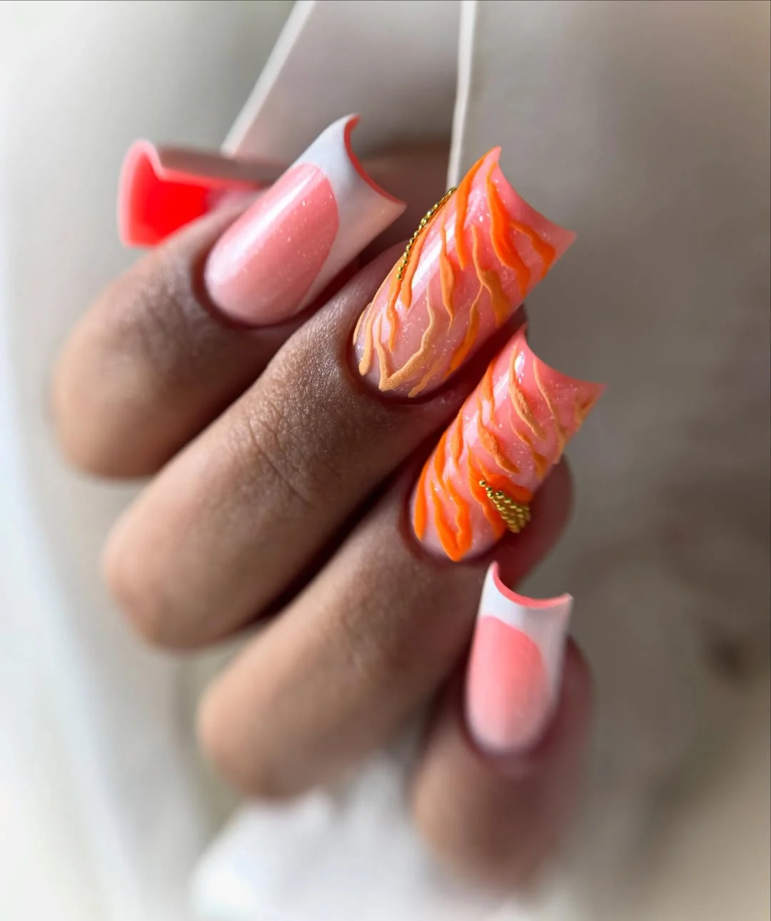 june nail colors 2026 Hot Coral Flame Nails That Feel Like Sunset Energy
