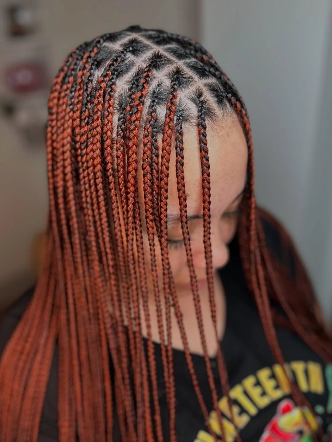 modern summer auburn hair color 2026 Burnt Auburn Braids With Dimensional Contrast