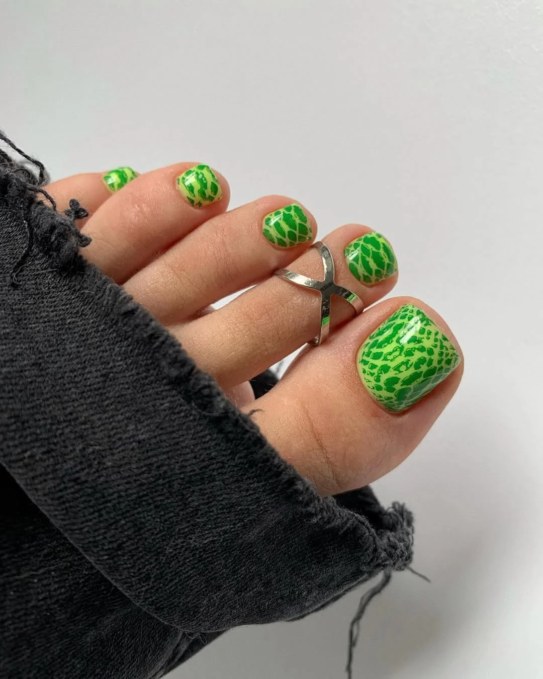 pedicure ideas - summer trends 2026 Neon Reptile Prints Taking Over Summer Pedicures