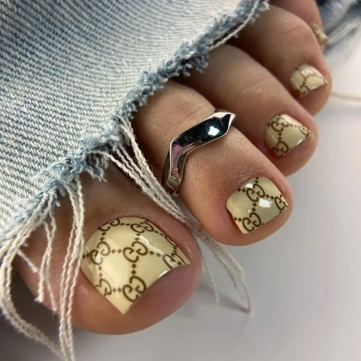 pedicure ideas - summer trends 2026 Luxury Monogram Pedicure With Quiet Old-Money Energy