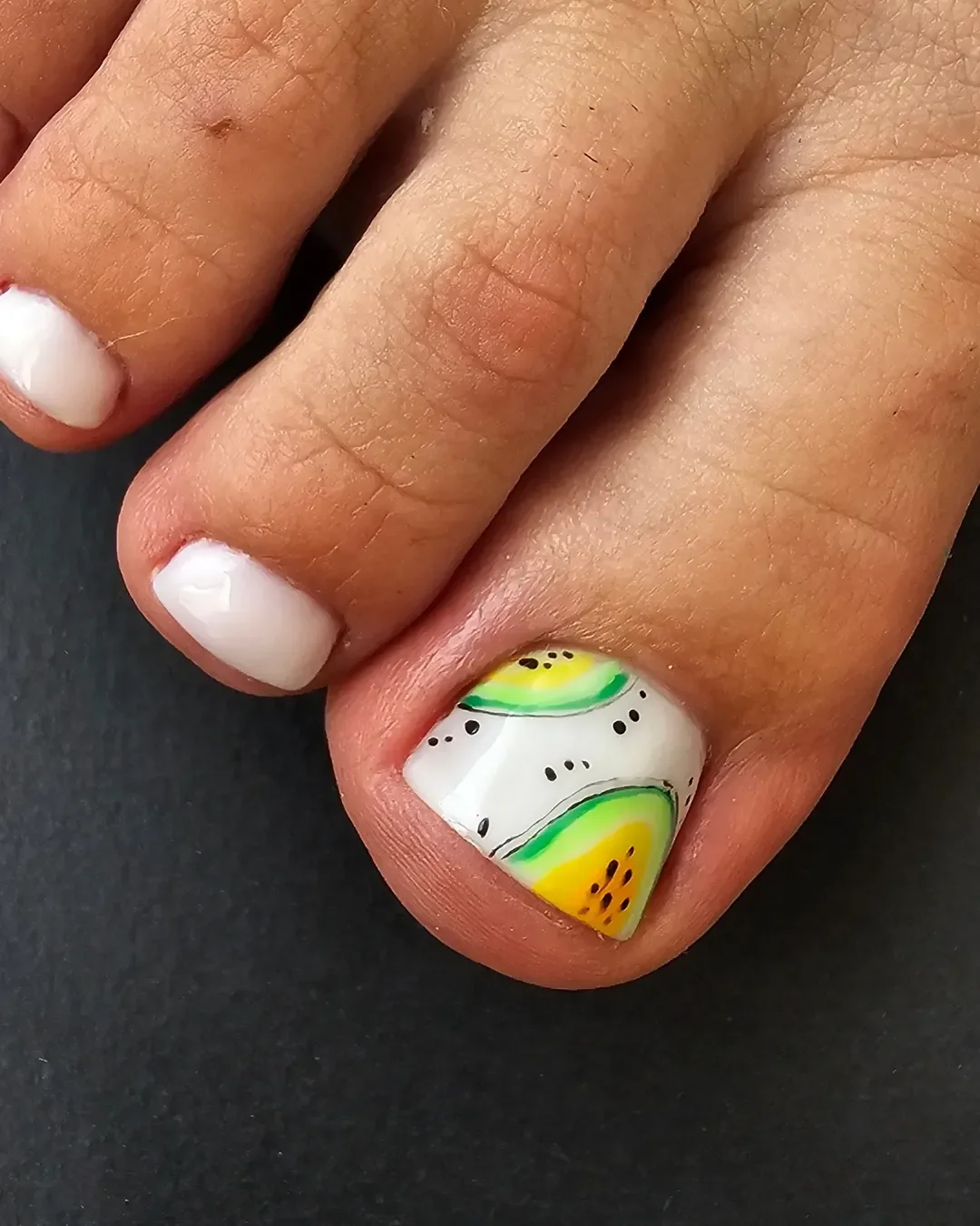 pedicure ideas - summer trends 2026 Fresh Kiwi Accent Nails For Playful Vacation Season