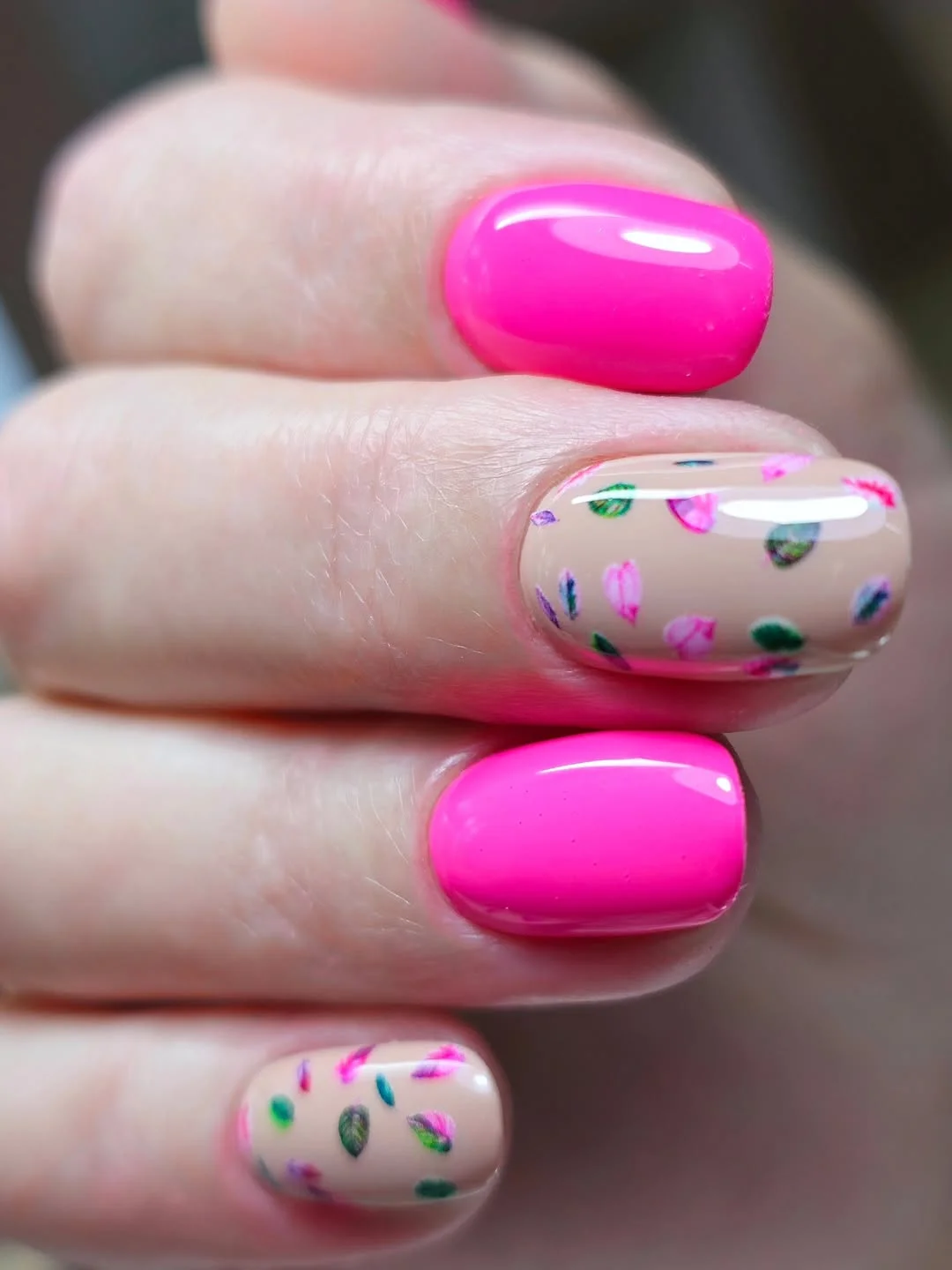 pink summer nails 2026 Neon Pink Floral Nails That Feel Straight Out of July