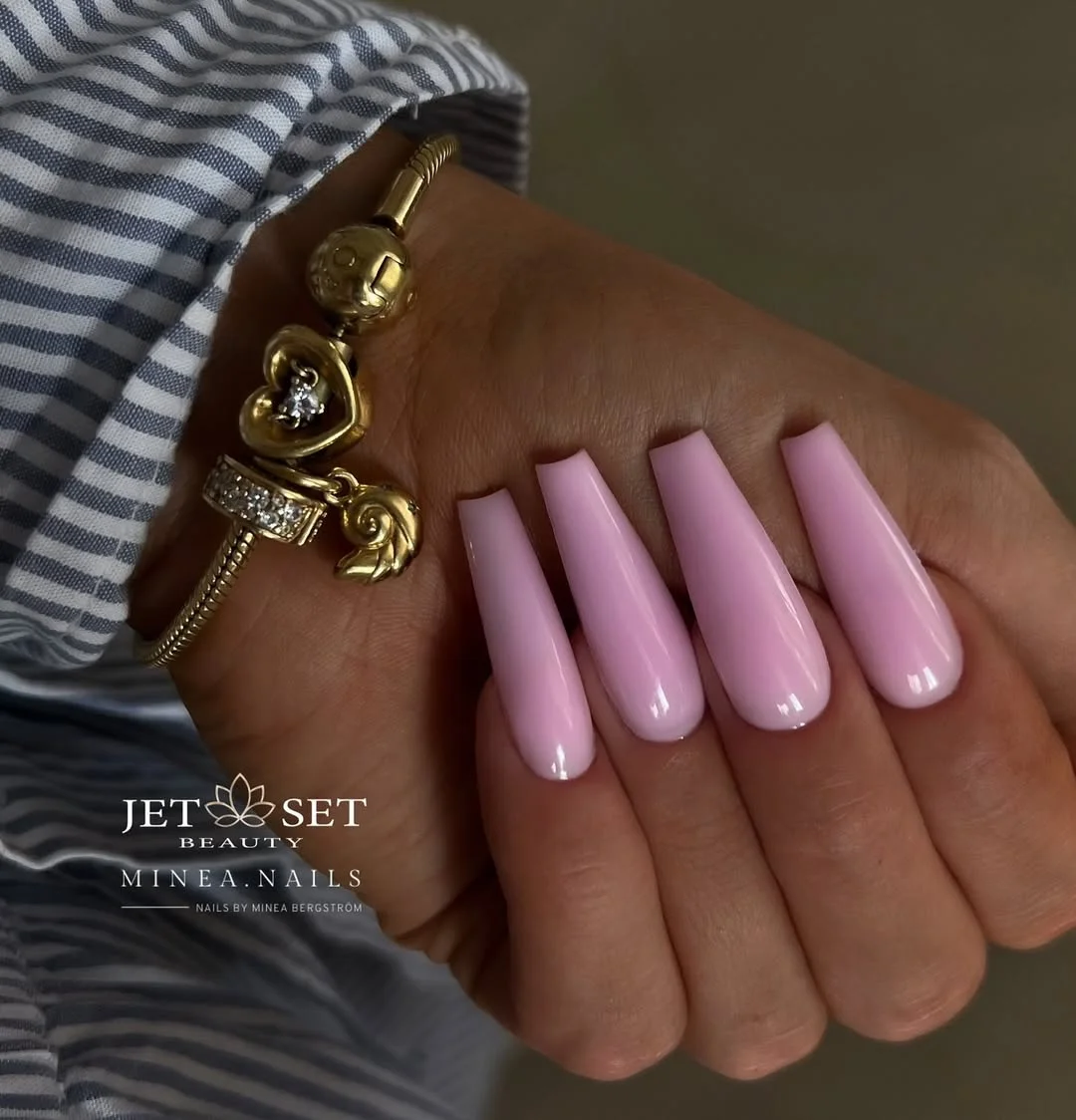pink summer nails 2026 Milky Baby Pink Coffin Nails That Never Go Out of Style