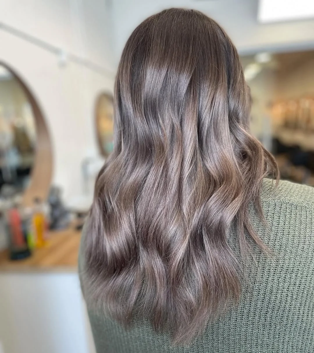 pretty summer mushroom brown hair color 2026 Silky mushroom brunette waves with neutral gloss