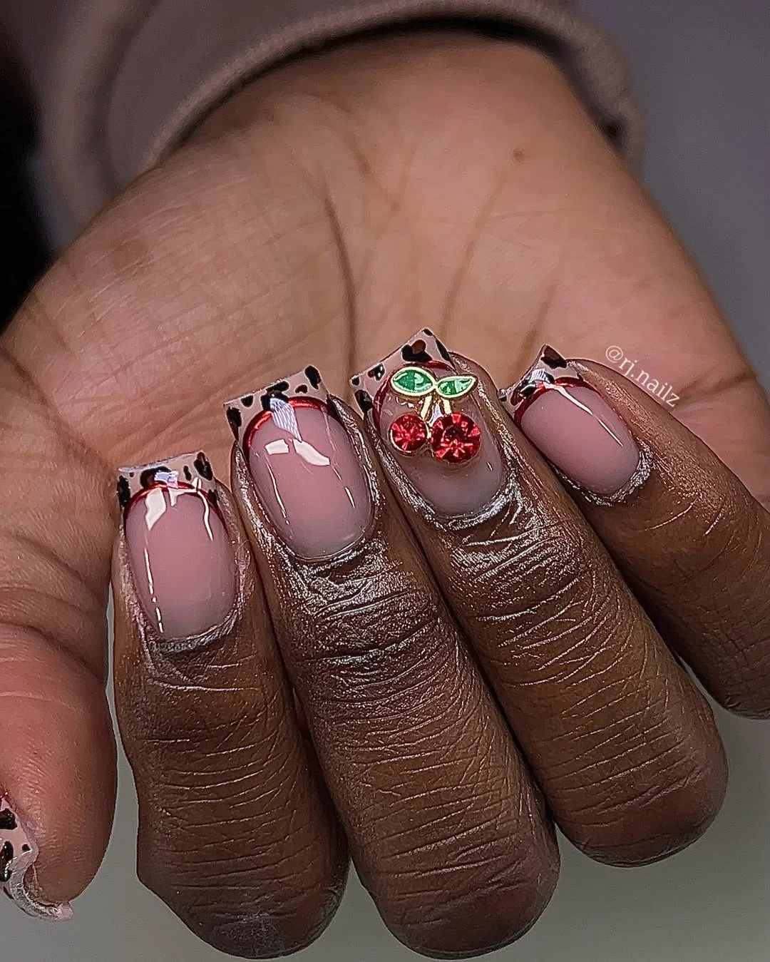 short gel nails summer 2026 Cherry French Tips With Y2K Energy