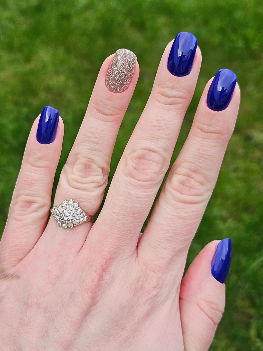 short gel nails summer 2026 Deep Sapphire Nails With Minimal Summer Sparkle