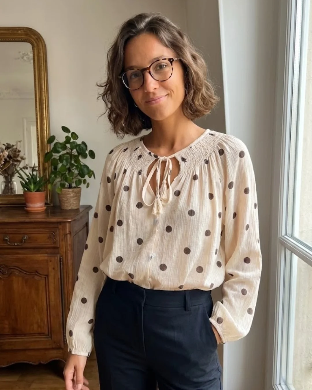 summer blouses for women 2026 Relaxed Polka Dot Romance with a Vintage Twist